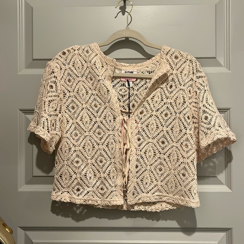 Future Collective Tie front Crochet top NWT XS